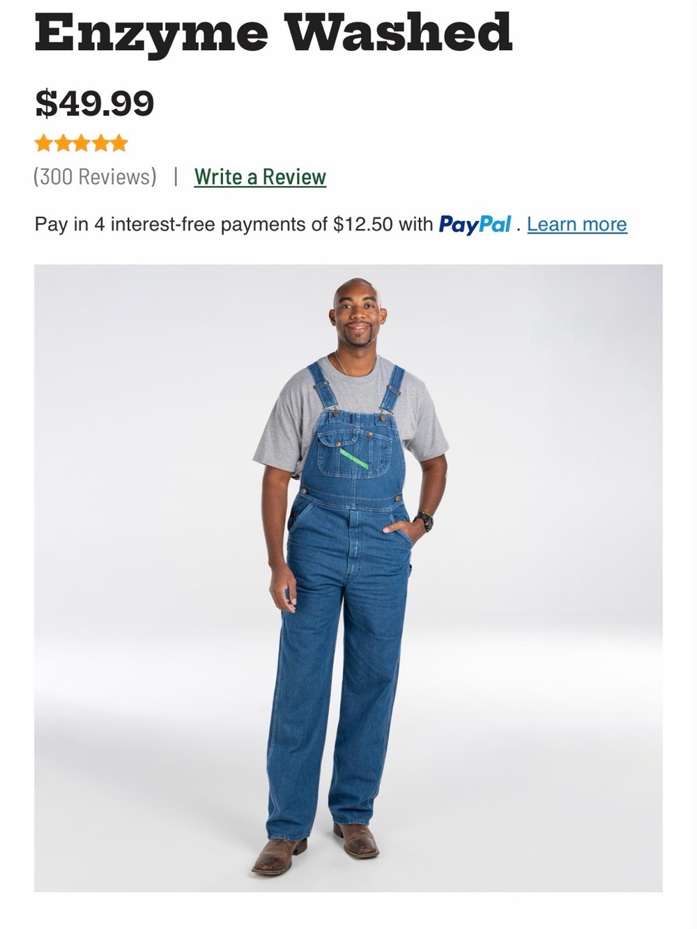 Key Enzyme Washed Men's Denim Overalls - 34 x 32